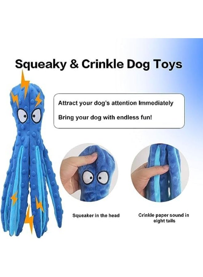 كوينز لعبة أخطبوط للكلاب – لعبة مضغ تفاعلية محشوة مع صافرة، ناعمة ومتينة للكلاب الصغيرة والمتوسطة - Image 3